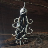 Octopus Skull Gothic Sterling Silver Pendant