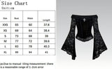 Off-Shoulder Flared Sleeves Slim-Fit Gothic Lace Top