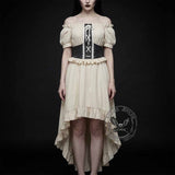 Off-Shoulder Ruffled Asymmetrical Short-Sleeve Dress | Gthic.com