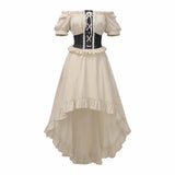 Off-Shoulder Ruffled Asymmetrical Short-Sleeve Dress | Gthic.com