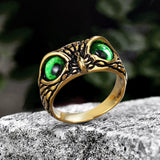 Owl Gem Eye Stainless Steel Ring | Gthic.com