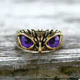 Owl Gem Eye Stainless Steel Ring | Gthic.com
