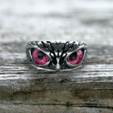 Owl Gem Eye Stainless Steel Ring | Gthic.com