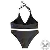 Pattern Printed Polyester Reflective Bikini Set