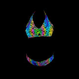 Pattern Printed Polyester Reflective Bikini Set