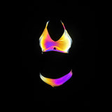 Pattern Printed Polyester Reflective Bikini Set