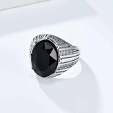 Personalized Oval Glass Gem Stainless Steel Ring 03 | Gthic.com