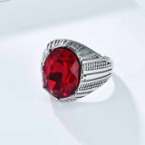 Personalized Oval Glass Gem Stainless Steel Ring