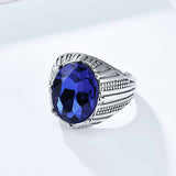 Personalized Oval Glass Gem Stainless Steel Ring