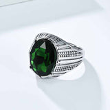 Personalized Oval Glass Gem Stainless Steel Ring