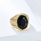 Personalized Oval Glass Gem Stainless Steel Ring