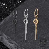 Personalized Roman Numeral Disc Chain Stainless Steel Drop Earrings | Gthic.com