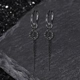 Personalized Roman Numeral Disc Chain Stainless Steel Drop Earrings | Gthic.com