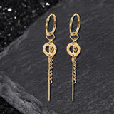 Personalized Roman Numeral Disc Chain Stainless Steel Drop Earrings | Gthic.com