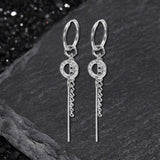 Personalized Roman Numeral Disc Chain Stainless Steel Drop Earrings | Gthic.com