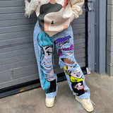 Personalized Y2K Colorful Hair Girl Print Ripped Jeans 01 | Gthic.com