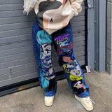 Personalized Y2K Colorful Hair Girl Print Ripped Jeans 02 | Gthic.com