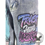 Patch Skull Print katoenen heren punkbroek