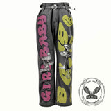 Personalized Y2K Colorful Smiley Face Pattern Jeans | Gthic.com
