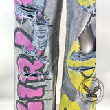 Personalized Y2K Colorful Smiley Face Pattern Jeans | Gthic.com