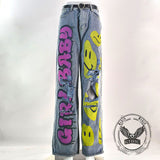 Personalized Y2K Colorful Smiley Face Pattern Jeans | Gthic.com