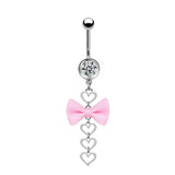 Pink Bow Heart-shaped Alloy Belly Ring | Gthic.com
