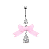 Pink Bow Heart-shaped Alloy Belly Ring | Gthic.com