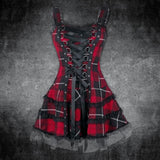 Plaid Lace Up Gothic Mini Dress | Gthic.com