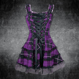 Plaid Lace Up Gothic Mini Dress | Gthic.com