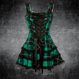 Plaid Lace Up Gothic Mini Dress | Gthic.com