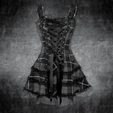 Plaid Lace Up Gothic Mini Dress | Gthic.com