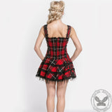 Plaid Lace Up Gothic Mini Dress