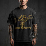 Problem Solver Skeleton Wrench Vintage Washed T-shirt | Gthic.com