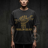 Problem Solver Skeleton Wrench Vintage Washed T-shirt | Gthic.com