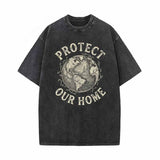 Protect Our Home Earth Print Vintage Washed T-shirt | Gthic.com