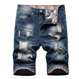 Punk-Style Distressed Straight-Leg Denim Shorts | Gthic.com