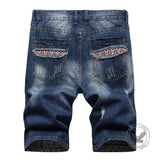 Punk-Style Distressed Straight-Leg Denim Shorts