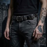 Punk-Style Rivet Design Glossy PU Leather Belt | Gthic.com