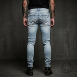 Punk-Style Slim-Fit Patches Distressed Jeans | Gthic.com