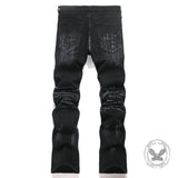 Punk-Style Slim-Fit Stretch Straight-Leg Paneled Jeans | Gthic.com