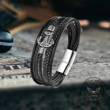 Punk Anchor Multi-layer Braided Leather Bracelet | Gthic.com