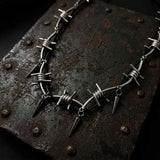 Punk Barbed Wire Spiked Zinc Alloy Clavicle Necklace | Gthic.com