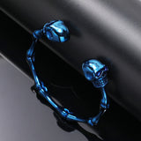 Punk Bones Joints Stainless Steel Skull Open Bracelet | Gthic.com