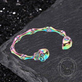 Punk Bones Joints Stainless Steel Skull Open Bracelet
