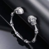 Punk Bones Joints Stainless Steel Skull Open Bracelet | Gthic.com