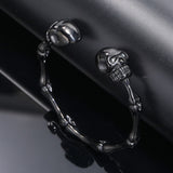 Punk Bones Joints Stainless Steel Skull Open Bracelet | Gthic.com