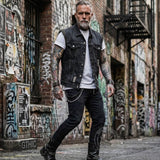 Punk Casual Ripped Lapel Collar Denim Vest | Gthic.com