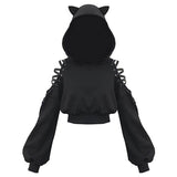 Punk Cat Ear Off Tie up Hoodie | Gthic.com