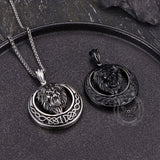 Punk Celtic Gem Hollow Lion Head Stainless Steel Pendant