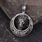 Punk Celtic Gem Hollow Lion Head Stainless Steel Pendant